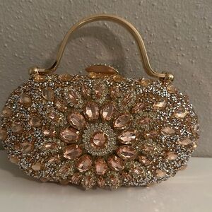 Luxurious rhinestone decoration handbag clutch evening bag.